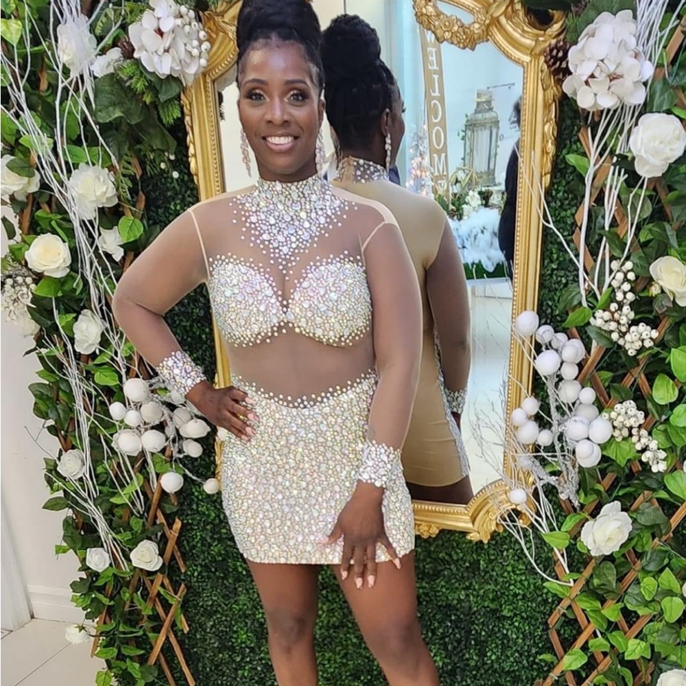Elegant Crystal Embellished Mini Dress